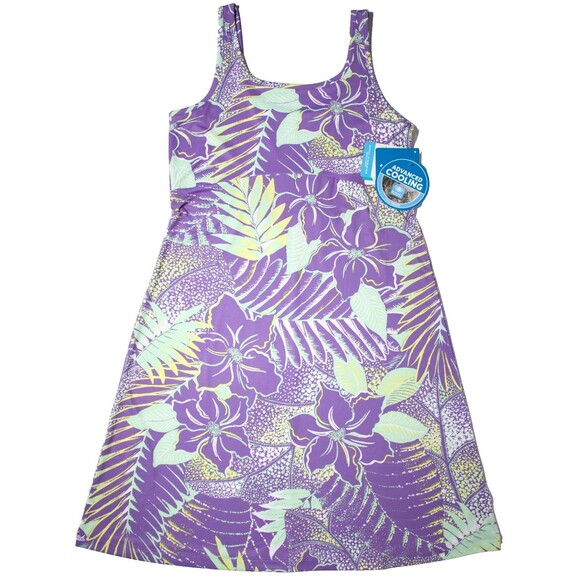 NWT $50 Columbia PFG Freezer III Dress Purple Green Floral Hawaiian Women Size M - Picture 1 of 12